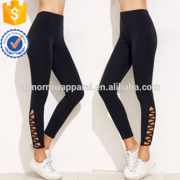 Leggings de malha preta Hem OEM / ODM fabricação atacado moda feminina vestuário (TA7001L)